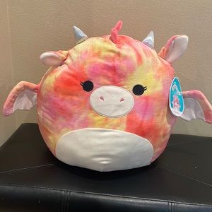 SQUISHMALLOWS Celestina the Tie-Dye Fire Dragon 16” NWTs pink-yellow